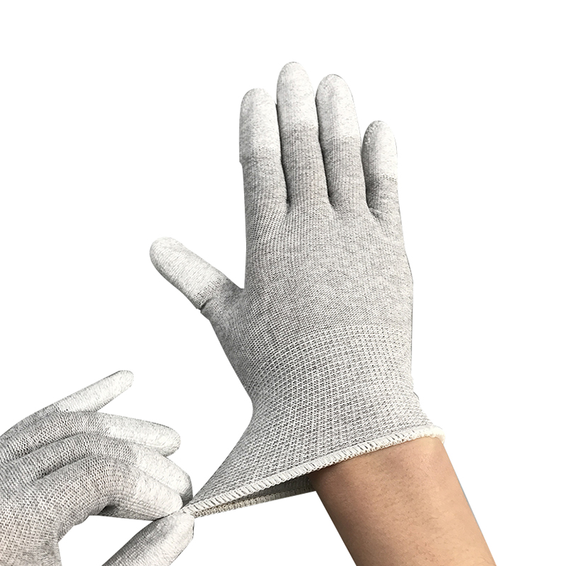 نایلون فیبر کربن ESD Finger Pu دستکش